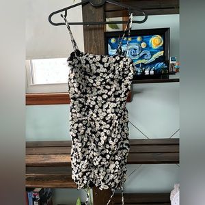 Floral Side Runched Garage Dress